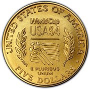 5 Dollars World Cup Tournament, United States, 1994 reverse image