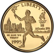 5 Dollars XXVI Olympiad Torch Runner obverse image
