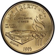 5 Dollars XXVI Olympiad Stadium obverse image