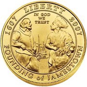 5 Dollars Jamestown 400th Anniversary obverse image