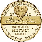 5 Dollars National Purple Heart Hall of Honor, United States, 2022 reverse image