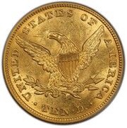 10 Dollars Coronet Head - No motto, United States, 1838-1866 reverse image
