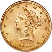 10 Dollars Coronet Head - With motto obverse image