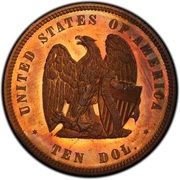 10 Dollars "1872 Eagle" Pattern; copper, United States, 1872 reverse image