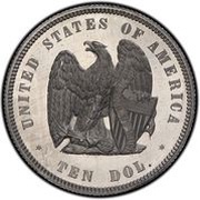 10 Dollars "1872 Eagle" Pattern; aluminium, United States, 1872 reverse image