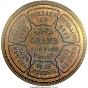 10 Dollars "1874 Eagle" Pattern; gold, United States, 1874 reverse image