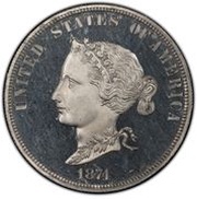 10 Dollars "1874 Eagle" Pattern; aluminium obverse image
