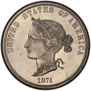10 Dollars "1874 Eagle" Pattern; nickel obverse image