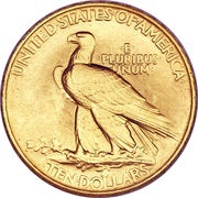 10 Dollars Indian Head - No motto, United States, 1907-1908 reverse image