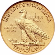 10 Dollars Indian Head - With motto, United States, 1908-1933 reverse image