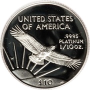 10 Dollars "American Platinum Eagle" Bullion Coinage reverse image