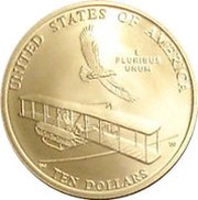 10 Dollars First Flight Centennial, United States, 2003 reverse image