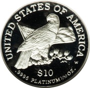 10 Dollars "American Platinum Eagle" Bullion Coinage reverse image