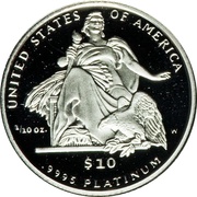 10 Dollars "American Platinum Eagle" Bullion Coinage reverse image