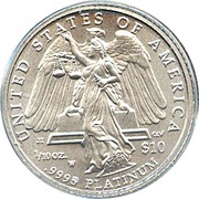 10 Dollars " American Platinum Eagle" Bullion Coinage, United States, 2008 reverse image