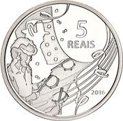 5 Reais Olympic Games Rio 2016 - Beach volleyball / Samba reverse image