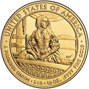 10 Dollars Jane Pierce; Bullion Coinage, United States, 2010 reverse image