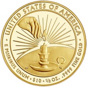 10 Dollars Eleanor Roosevelt; Bullion Coinage, United States, 2014 reverse image