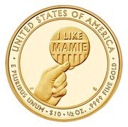 10 Dollars Mamie Eisenhower; Bullion Coinage, United States, 2015 reverse image