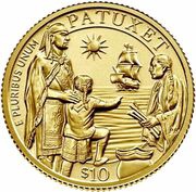 10 Dollars Mayflower 400th Anniversary, United States, 2020 reverse image