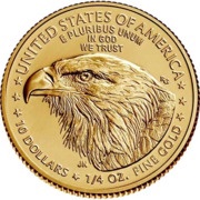 10 Dollars "American Gold Eagle" Bullion Coinage, United States, 2021-2024 reverse image