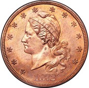 20 Dollars "1872 Double Eagle" Pattern; copper obverse image