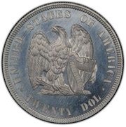 20 Dollars "1872 Double Eagle" Pattern; aluminium, United States, 1872 reverse image