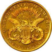 20 Dollars "1879 Quintuple Stella", United States, 1879 reverse image