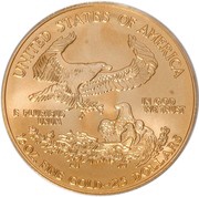 25 Dollars "American Gold Eagle" Bullion Coinage, United States, 1986-2021 reverse image