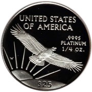 25 Dollars "American Platinum Eagle" Bullion Coinage, United States, 1997-2008 reverse image