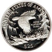 25 Dollars "American Platinum Eagle" Bullion Coinage, United States, 1999 reverse image