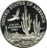 25 Dollars "American Platinum Eagle" Bullion Coinage, United States, 2001 reverse image