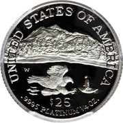 25 Dollars "American Platinum Eagle" Bullion Coinage, United States, 2002 reverse image
