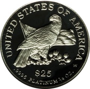 25 Dollars "American Platinum Eagle" Bullion Coinage reverse image