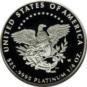 25 Dollars "American Platinum Eagle" Bullion Coinage, United States, 2005 reverse image