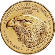 25 Dollars "American Gold Eagle" Bullion Coinage, United States, 2021-2024 reverse image