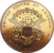 50 Dollars "Half Union" Pattern; gold, United States, 1877 reverse image