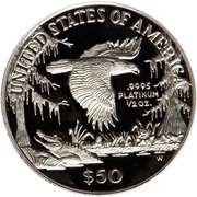 50 Dollars "American Platinum Eagle" Bullion Coinage, United States, 1999 reverse image