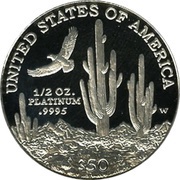 50 Dollars "American Platinum Eagle" Bullion Coinage, United States, 2001 reverse image