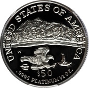 50 Dollars "American Platinum Eagle" Bullion Coinage, United States, 2002 reverse image