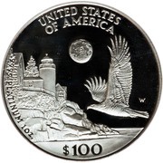 100 Dollars "American Platinum Eagle" Bullion Coinage, United States, 1998 reverse image
