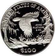 100 Dollars "American Platinum Eagle" Bullion Coinage, United States, 1999 reverse image