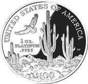 100 Dollars "American Platinum Eagle" Bullion Coinage, United States, 2001 reverse image