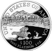 100 Dollars "American Platinum Eagle" Bullion Coinage, United States, 2002 reverse image