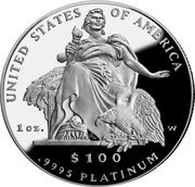 100 Dollars "American Platinum Eagle" Bullion Coinage, United States, 2004 reverse image