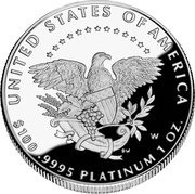 100 Dollars "American Platinum Eagle" Bullion Coinage, United States, 2005 reverse image
