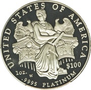100 Dollars "American Platinum Eagle" Bullion Coinage, United States, 2006 reverse image