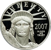 100 Dollars "American Platinum Eagle" Bullion Coinage, United States, 2007 obverse image