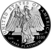 100 Dollars "American Platinum Eagle" Bullion Coinage reverse image