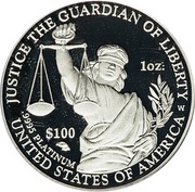 100 Dollars "American Platinum Eagle" Bullion Coinage, United States, 2010 reverse image